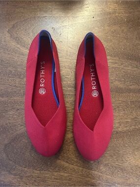 Rothy's Red Knit V-Toe Ballet Flats